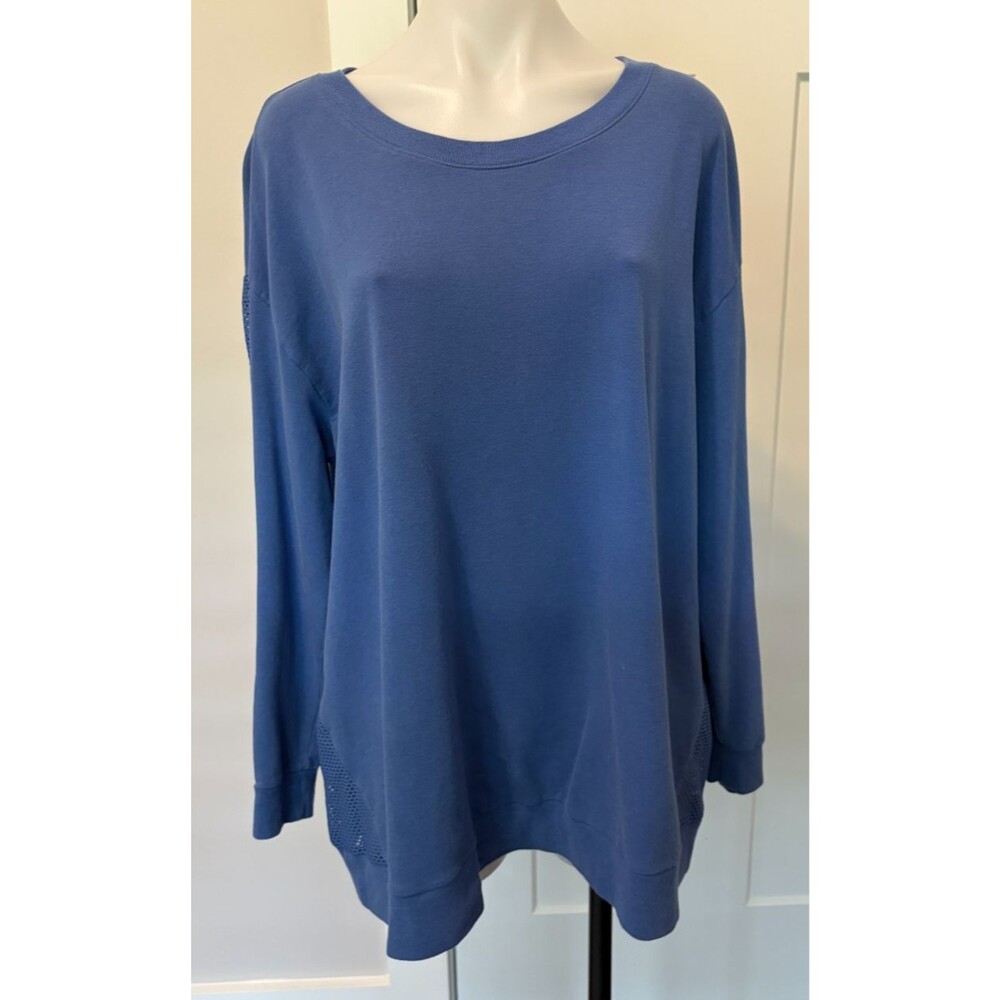 CHICOS Zenergy Womens Knit TOP Long Sleeve BLUE Size 4 (20/22)